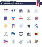 Pack of 25 creative USA Independence Day related Flats of paper transport state spaceship launcher Editable USA Day Vector Design Elements