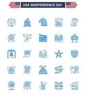 Big Pack of 25 USA Happy Independence Day USA Vector Blues and Editable Symbols of usa gate irish building usa Editable USA Day Vector Design Elements