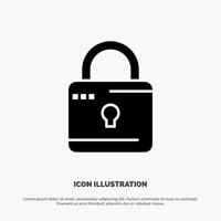 Lock Computing Locked Security Solid Black Glyph Icon vector