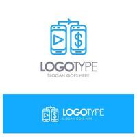 Mobile Dollar Money Blue Outline Logo Place for Tagline vector