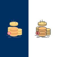 coins finance gold income savings Flat Color Icon Vector