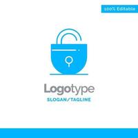 Lock Locked Security Internet Blue Solid Logo Template Place for Tagline vector