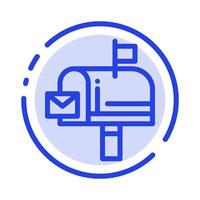 Mail Box Message Email Blue Dotted Line Line Icon vector