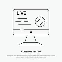 Football Live Soccer Sport Stream Line Icon Vector