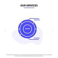 Our Services Allocation Analysis Diagram Estimation Resource Solid Glyph Icon Web card Template vector