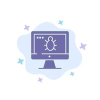 Monitor Bug Screen Security Blue Icon on Abstract Cloud Background vector