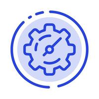 Gear Setting Timer Blue Dotted Line Line Icon vector