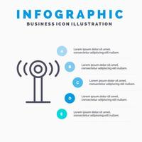 Service Signal Wifi Line icon with 5 steps presentation infographics Background vector