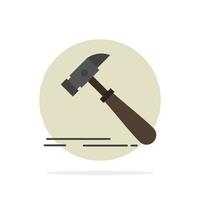 Hammer Construction Tool Strong Carpenter Abstract Circle Background Flat color Icon vector