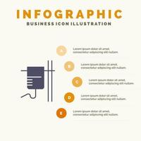 cuidado de la salud rehidratación médica transfusión icono sólido infografía 5 pasos presentación antecedentes vector