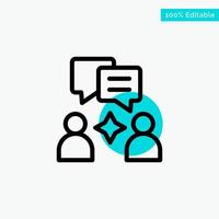 Man Group Chatting turquoise highlight circle point Vector icon