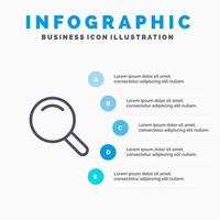 Expanded Search Ui Line icon with 5 steps presentation infographics Background vector