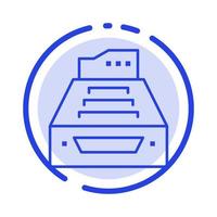 Files Accounting Accounts Data Database Inbox Storage Blue Dotted Line Line Icon vector