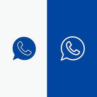 App Chat Telephone Watts App Line and Glyph Solid icon Blue banner Line and Glyph Solid icon Blue banner vector