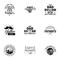 Happy fathers day greeting cards set 9 Black Vector typography lettering Usable for banners print You are the best dad text design Editable Vector Design Elements