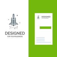 Launch Rocket Space Technology Grey Logo Design and Business Card Template vector