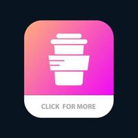 botón de aplicación móvil de bebida de estudio de vidrio versión de glifo de android e ios vector