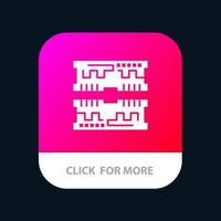 botón de la aplicación móvil de la computadora del componente de las tarjetas versión de glifo de android e ios vector