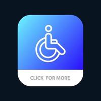 Wheelchair Bicycle Movement Walk Mobile App Button Android and IOS Line Version vector