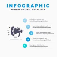 altavoz altavoz anuncio de voz icono sólido infografía 5 pasos presentación antecedentes vector