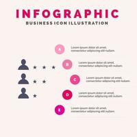 negocio trabajo encontrar red sólido icono infografía 5 pasos presentación antecedentes vector