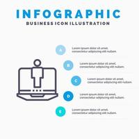 icono de línea de servicio de hardware de computadora portátil con fondo de infografía de presentación de 5 pasos vector