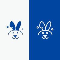 Bunny Easter Rabbit Line and Glyph Solid icon Blue banner Line and Glyph Solid icon Blue banner vector