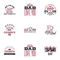 Set of Happy Fathers day elements 9 Black and Pink Vector illustration Editable Vector Design Elements