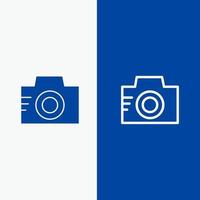 imagen de la cámara foto línea de imagen y glifo icono sólido banner azul línea y glifo icono sólido banner azul vector