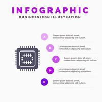 sistema tecnología tecnología cpu sólido icono infografía 5 pasos presentación antecedentes vector