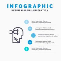 Mental hang Head Brian Thinking Line icon with 5 steps presentation infographics Background vector