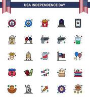 25 USA Flat Filled Line Pack of Independence Day Signs and Symbols of cole ireland death cell mobile Editable USA Day Vector Design Elements