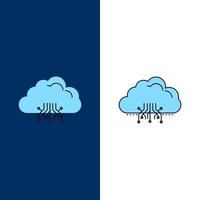 cloud computing data hosting network Flat Color Icon Vector