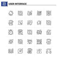 25 iconos de interfaz de usuario conjunto de antecedentes vectoriales vector