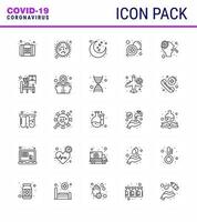 CORONAVIRUS 25 line Icon set on the theme of Corona epidemic contains icons such as allergy online moon medical chat viral coronavirus 2019nov disease Vector Design Elements