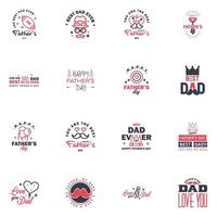 16 Black and Pink Happy Fathers Day Design Collection A set of twelve brown colored vintage style Fathers Day Designs on light background Editable Vector Design Elements