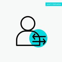 Man Arrow Left Right turquoise highlight circle point Vector icon