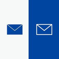 línea de mensaje de correo electrónico y glifo icono sólido banner azul línea y glifo icono sólido banner azul vector