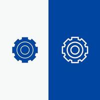 configuración de trabajo general básica línea universal y glifo icono sólido bandera azul línea y glifo icono sólido bandera azul vector