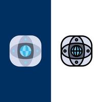 Artificial Connection Earth Global Globe  Icons Flat and Line Filled Icon Set Vector Blue Background