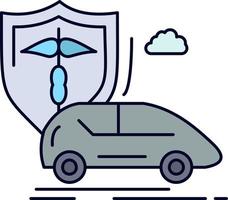 car hand insurance transport safety Flat Color Icon Vector