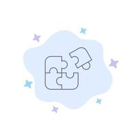 Puzzle Business Jigsaw Match Piece Success Blue Icon on Abstract Cloud Background vector