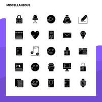 25 conjunto de iconos misceláneos plantilla de ilustración de vector de icono de glifo sólido para ideas web y móviles para empresa comercial