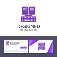 tarjeta de visita creativa y plantilla de logotipo tecla teclado libro facebook ilustración vectorial vector