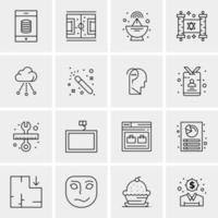 16 iconos de negocios universales vector ilustración de icono creativo para usar en proyectos relacionados con la web y dispositivos móviles