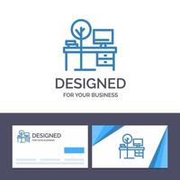 Creative Business Card and Logo template Comfort Desk Office Place Table Vector Illustration