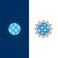 World globe SEO business optimization Flat Color Icon Vector