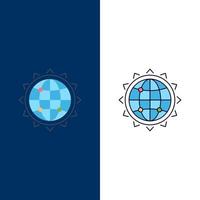 World globe SEO business optimization Flat Color Icon Vector