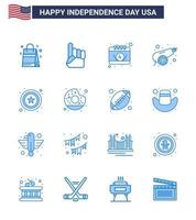 paquete de 16 signos de blues de celebración del día de la independencia de EE. UU. Y símbolos del 4 de julio, como el arma estelar del ejército de guerra estadounidense, elementos editables de diseño vectorial del día de EE. UU. vector