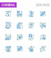 Coronavirus awareness icons 16 Blue icon Corona Virus Flu Related such as medical health hand pills medical viral coronavirus 2019nov disease Vector Design Elements